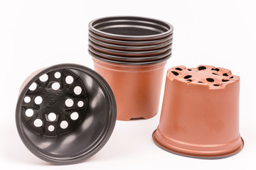 Isolated plastic flower pots