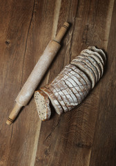 Sliced rye bread with linseed