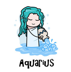 Aquarius Zodiac, a hand drawn vector cartoon illustration of Aquarius zodiac, The Water Bearer.