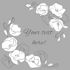 grey white poppy card frame decorative elements