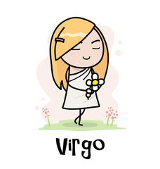 Obraz premium Virgo Zodiac, a hand drawn vector cartoon illustration of Virgo zodiac, The Maiden.
