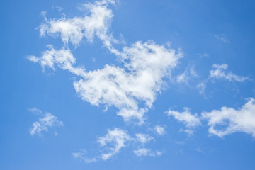 Blue sky, white clouds.