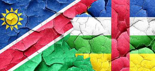 Namibia flag with Central African Republic flag on a grunge crac