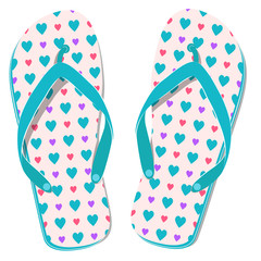 flip flops with hearts - vector illustration
