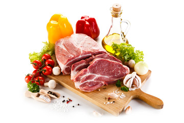 Raw pork on cutting board