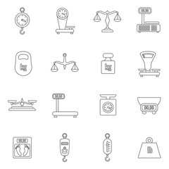 Linear scales and weight vector icons set