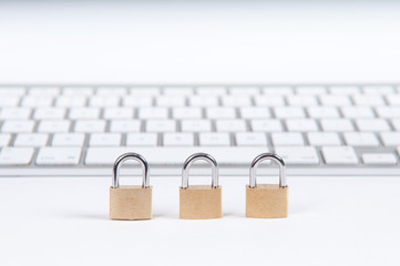 Internet security concept with padlock protecting computer 