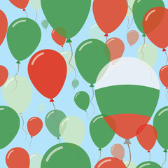 Bulgaria National Day Flat Seamless Pattern. Flying Celebration Balloons in Colors of Bulgarian Flag. Happy Independence Day Background with Flags and Balloons.