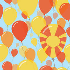 Macedonia, the Former Yugoslav Republic Of National Day Flat Seamless Pattern. Flying Celebration Balloons in Colors of Macedonian Flag. Happy Independence Day Background with Flags and Balloons.