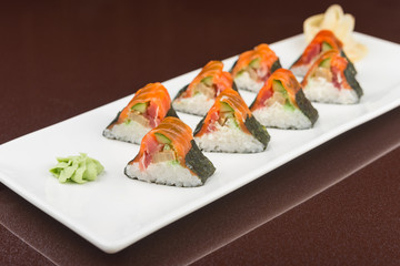 Sushi set with salmon