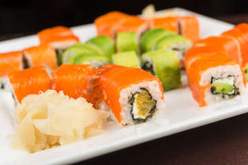 Sushi set with salmon