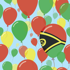 Vanuatu National Day Flat Seamless Pattern. Flying Celebration Balloons in Colors of Ni-Vanuatu Flag. Happy Independence Day Background with Flags and Balloons.