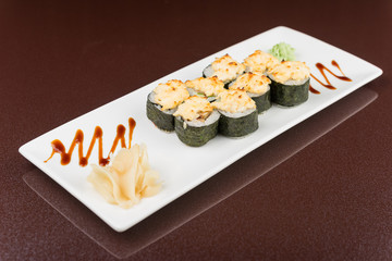 sushi rolls on white plate