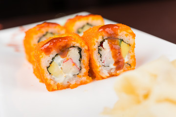 sushi rolls on white plate