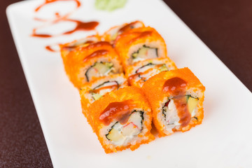 sushi rolls on white plate