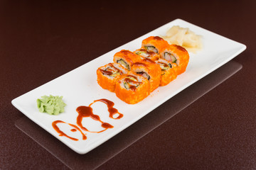 sushi rolls on white plate