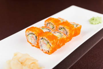 sushi rolls on white plate