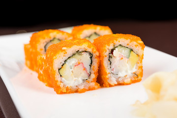 sushi rolls on white plate