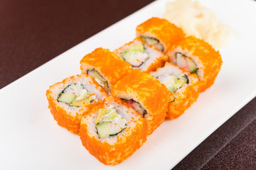 sushi rolls on white plate