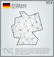 Fototapeta premium Germany map in geometric polygonal style. Polygonal abstract world map. Vector illustration. Germany flag. Berlin pointer.