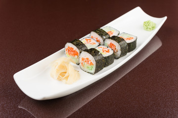 sushi rolls on white plate