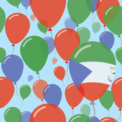 Equatorial Guinea National Day Flat Seamless Pattern. Flying Celebration Balloons in Colors of Equatorial Guinean Flag. Happy Independence Day Background with Flags and Balloons.