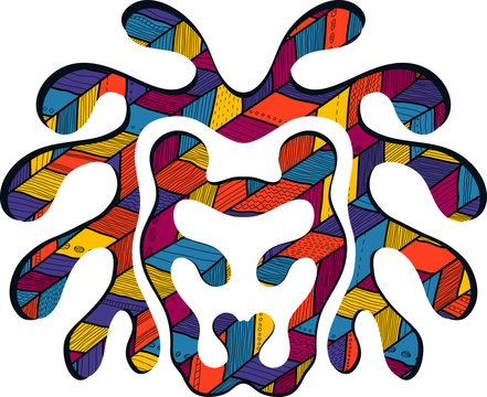 Lion head logo with sennit pattern
