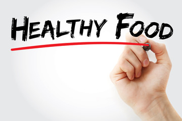 Hand writing Healthy Food with marker, health concept