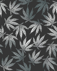 Ganja Weed Marijuana Seamless Vector Pattern Background - 113524381