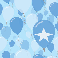 Somalia National Day Flat Seamless Pattern. Flying Celebration Balloons in Colors of Somali Flag. Happy Independence Day Background with Flags and Balloons.