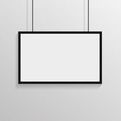 White poster with black frame on  wall eps 10 vector