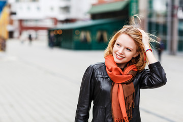 Young beautiful woman on the street