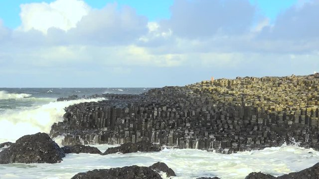 The Giant's Causeway beside the Atlantic Ocean, Bushmills, Antrim, Northern Ireland, UK