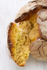 cornbread on white wooden background