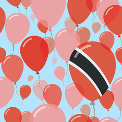 Trinidad and Tobago National Day Flat Seamless Pattern. Flying Celebration Balloons in Colors of Trinidadian Flag. Happy Independence Day Background with Flags and Balloons.