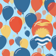 Kiribati National Day Flat Seamless Pattern. Flying Celebration Balloons in Colors of I-Kiribati Flag. Happy Independence Day Background with Flags and Balloons.