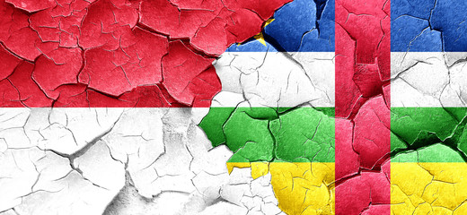 monaco flag with Central African Republic flag on a grunge crack