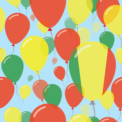 Mali National Day Flat Seamless Pattern. Flying Celebration Balloons in Colors of Malian Flag. Happy Independence Day Background with Flags and Balloons.