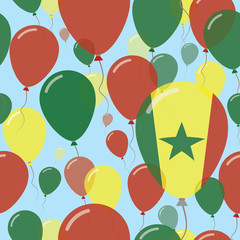 Senegal National Day Flat Seamless Pattern. Flying Celebration Balloons in Colors of Senegalese Flag. Happy Independence Day Background with Flags and Balloons.