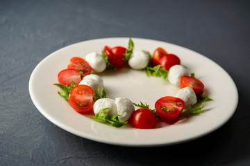 Close-up photo of caprese salad