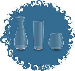 empty glass vase and two glass