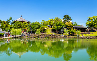 Kofuku-ji temple above Sarusawa-ike Pond in Nara