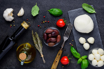 Cooking Ingredients and Mozzarella Cheese