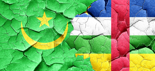 Mauritania flag with Central African Republic flag on a grunge c