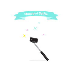 Monopod selfie concept - vector illustration. Isolated monopod icon.