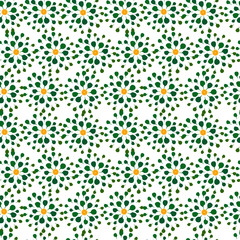 Seamless pattern with orange slices and leaves