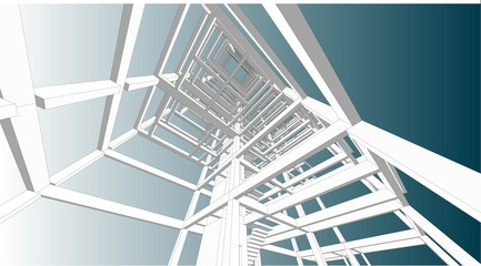 building structure abstract, 3d illustration, vector