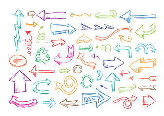 Hand drawn arrows vector set. Arrows design elements for infographics