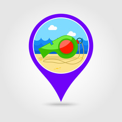 Whistle pin map icon. Summer. Vacation