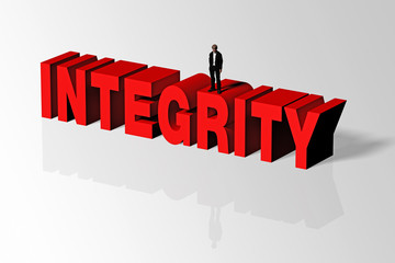 Integrity Concept Illustrated by Integrity Word and Person, 3D Rendering